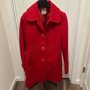 Red wool pea coat